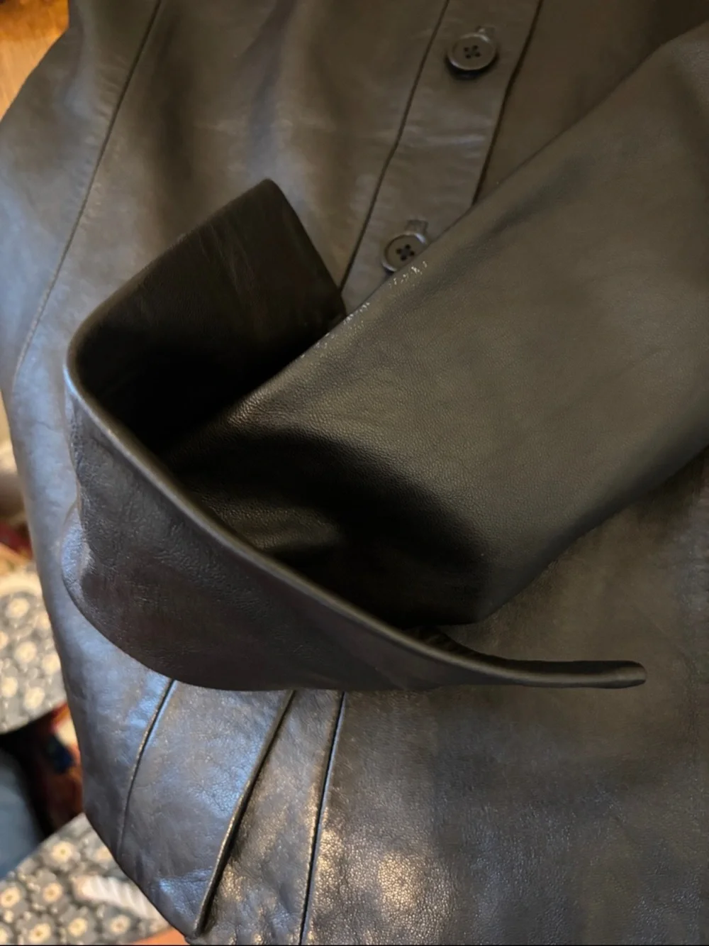 BCBGMaxAzria Black Genuine Leather Button-Front Jacket, Classic Style! Size 2